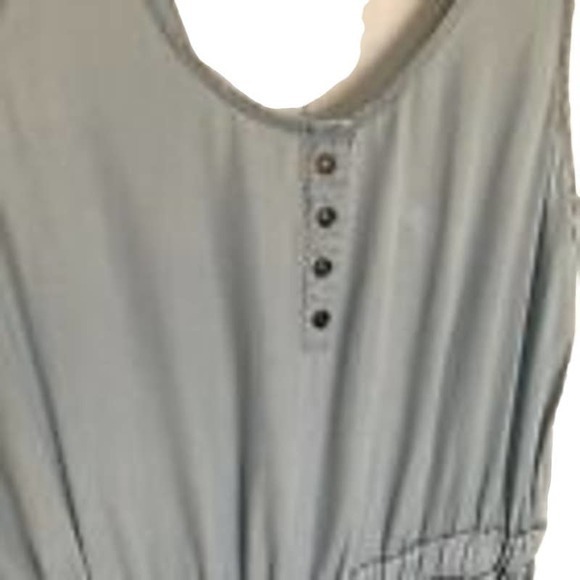 LEITH Anthropologie Romper Blue Size Small S Jumpsuit V Neck Tencel Summer Vibes - Picture 3 of 8